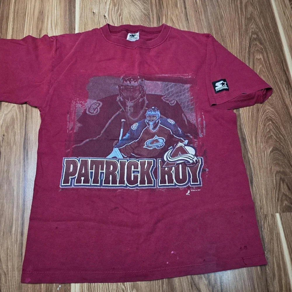 Vintage Colorado Avalanche Starter Shirt Boys‎ Large Red NHL Hockey Patrick Roy